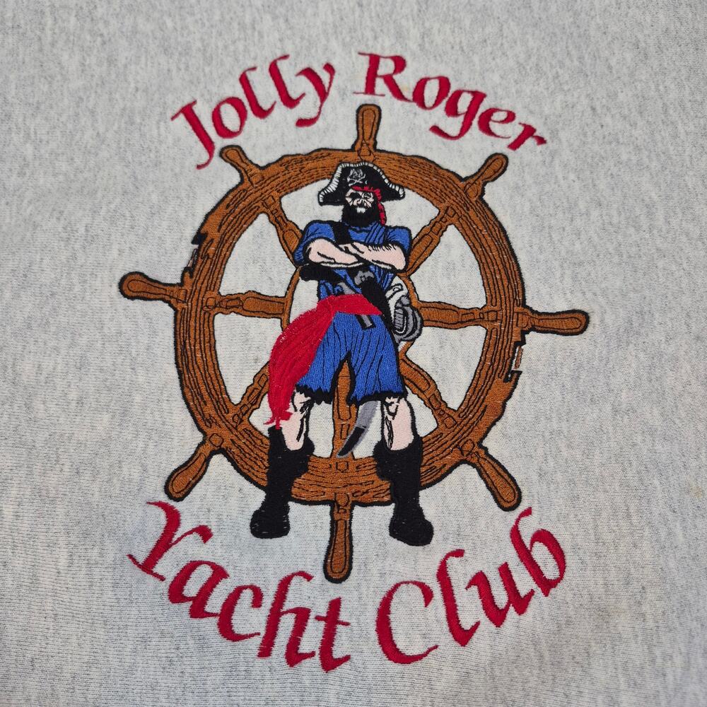 Vintage Nautical Jolly Roger Yacht Club Emboidered Sweatshirt Soffe Womens L